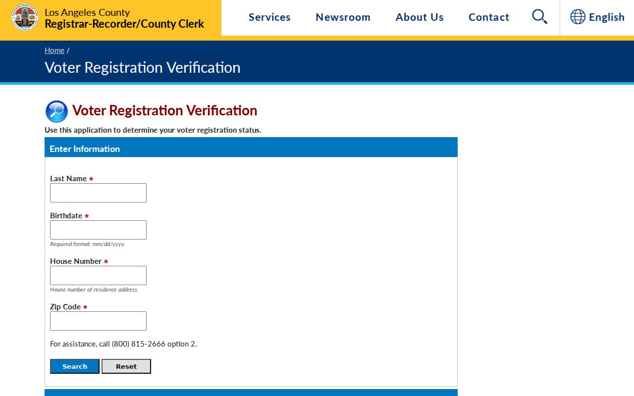 Agoura Hills residents directory view of the county voter status search